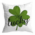 St. Patrick's Day Pfirsichhaut Kissenbezug mit grünem Kleeblatt und Lucky Aufdruck - 45x45 cm / Kleeblatt Lucky Schriftzug Stil (DRD344-4)