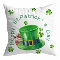 St. Patrick's Day peach skin pillowcase with green hat and gold coins print - 18x18 Inch / Watercolor Hat and Gold Pot Style (DRD344-6)