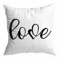 Witte vierkante kussensloop met zwarte LOVE-hartprint voor bankdecoratie interieur - LOVE Letter Hart Fusion (DRD299-16)