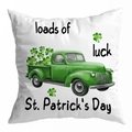 Peach skin pillowcase featuring green vintage truck and shamrock for St. Patrick's Day - 18x18 Inch / Green Retro Pickup Truck Style (DRD344-7)