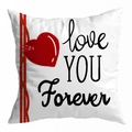 Kussensloop van perzikhuid met rood hart en 'love YOU Forever' print voor bank - Love You Forever Rode Decoratie (DRD299-17)