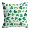 Square peach skin pillowcase with green shamrock print for St. Patrick's Day decor - 18x18 Inch / All-over Shamrock Print Style (DRD344-9)