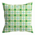 St. Patrick's Day peach skin pillowcase with green clover and plaid pattern - 18x18 Inch / Green White Plaid and Shamrock Style (DRD344-10)