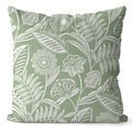 Funda de cojín verde con patrón geométrico de plantas para sofá de casa - 45*45cm (Sin Relleno) / Estilo Floral Botánico Verde Frijol (CRD64-4)
