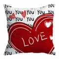 Vierkante sierkussenhoes met rood hart en zwart YOU-patroon voor de bank - Dubbel Hart YOU Achtergrond (DRD299-20)