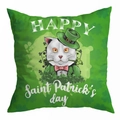 Saint Patrick's Day green pillow cover featuring a cute white cat in an Irish hat print - 18x18 Inch / White Gnome Cat Style (DRD344-11)