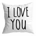 Witte kussensloop met I LOVE YOU print voor bankdecoratie en Valentijnscadeaus - I LOVE YOU Simpel Wit (DRD299-21)