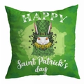 Saint Patrick's Day peach skin pillowcase with a green rabbit and shamrock print - 18x18 Inch / White Gnome Rabbit Style (DRD344-12)