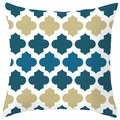 Ethno-Kissenbezug mit blaugrünem und goldenem Quatrefoil-Muster für das Sofa - Blaugrüner Vierpass Geometrischer Stil (CRS29-1) / 45x45 cm