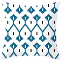 Ethno-Kissenbezug mit marineblauen und schwarzen geometrischen Mustern auf weiß - Blau Schwarz Geometrisch Abstrakt Stil (CRS29-3) / 45x45 cm