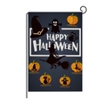 Garden flag with Happy Halloween text, pumpkins and ghosts on dark blue background - 30x45cm / Garden Flag