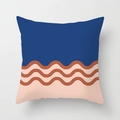 Nordic abstract geometry pillow cover featuring blue pink blocks and wavy lines - 45*45cm (No Insert) / Blue Pink Splicing Abstract Waves (CRD56-6)