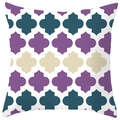 Ethnic geometric quatrefoil cushion cover in purple and cyan blue for sofa and car decor - Purple Teal Yellow Quatrefoil Style (CRS29-6) / 18x18 Inch