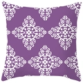 Ethnic geometric square pillow cover in deep purple with white bohemian damascus pattern - Dark Purple Damask Style (CRS29-7) / 18x18 Inch