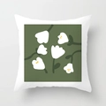 Nordic square pillowcase with white floral pattern on a dark green art background - 45*45cm (No Insert) / Dark Green Square Floral Sketch (CRD56-9)