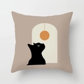 Minimalist square pillowcase with black cat silhouette and abstract geometric art - 45*45cm (No Insert) / Black Cat Illustration Design (CRD56-10)