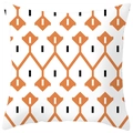 Ethnic geometric throw pillow cover featuring orange and black diamond pattern - Orange Black White Geometric Rhombus Style (CRS29-9) / 18x18 Inch