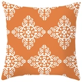 Ethnic geometric square pillow cover in orange with white damask pattern style - Orange Damask Style (CRS29-10) / 18x18 Inch