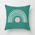 Nordic square pillow cover in teal with minimalist white rainbow and pink dotted circle - 45*45cm (No Insert) / Dark Green Rainbow Geometric (CRD56-12)