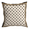 Detail of luxury cream pillowcase with black gold clover pattern and geometric borders - Geometric Four-leaf Clover Black and White Argyle Border