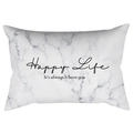 Detail of marble pattern pillowcase featuring Happy Life and It is always been you text - White Grey Marble HappyLife Style (DRD398-6)