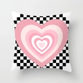 Nordic checkerboard pillowcase with pink gradient heart pattern for sofa decoration - 45*45cm (No Insert) / Checkerboard & Pink Heart (CRD56-14)