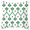 Ethnic geometric throw pillow cover with green and black patterns on white fabric - Green Black Geometric Simple Style (CRS29-14) / 18x18 Inch