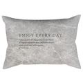 Detail of grey marble lumbar pillow cover with black Enjoy Every Day text - Grey Stone Texture EnjoyEveryDay Style (DRD398-8)