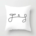 Nordic minimalist square pillow cover with black abstract line art on white fabric - 45*45cm (No Insert) / White Black Minimalist Line Art (CRD56-15)