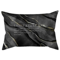Detail of marble pattern lumbar pillowcase with gold veins and ENJOY EVERY DAY text - Black Grey Gold Quicksand EnjoyEveryDay Style (DRD398-9)