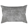 Detail of grey marble texture lumbar pillow cover with black motivational quote print - Grey Cement Texture EnjoyEveryDay Style (DRD398-10)