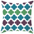 Moroccan quatrefoil geometric pillow cover with teal green and purple pattern design - Multicolor Mixed Quatrefoil Style (CRS29-16) / 18x18 Inch