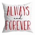 Witte vierkante kussensloop met Always and Forever print voor Valentijnsdag decoratie - ALWAYS and FOREVER Bekentenis (DRD299-35)