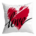 Vierkante kussensloop van perzikhuid met rood hart en zwarte love print opdruk - Groot Rood Hart Handgetekend Love (DRD299-38)