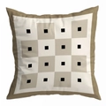 European vintage square throw pillow cover with geometric brown border and checkered pattern - Cream Checkerboard Matrix with Brown Frame
