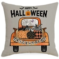 Fodera per cuscino in lino di Halloween con stampa di camioncino retrò e zucca - Stile Camion di Zucca (YMD363-1)
