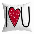 Witte kussensloop met I Love U hartprint voor Valentijnsdag decoratie - I Heart U Letter Rood Hart (DRD299-40)