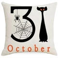 Halloween Kissenhülle mit schwarzer Katze, Spinnennetz und October 31 Kürbis-Druck - 45x45 cm / 31. Oktober Spinne Schwarze Katze (YMD362-2)