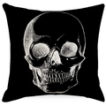 Halloween Kissenbezug in Schwarz aus Leinen mit weißem Totenkopf für Gothic Deko - Totenkopf-Muster (YMD366-1) / 45x45CM Ohne Kissenkern