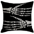 Halloween Kissenbezug mit gotischem Skeletthand-Druck auf schwarzem Leinenstoff - Skeletthand Muster (YMD366-3) / 45x45CM Ohne Kissenkern