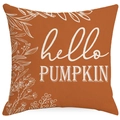 Autumn orange linen Thanksgiving pillowcase with hello PUMPKIN floral design - Orange Background White Text Pumpkin Style (YMD368-1) / 45x45cm