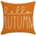 Orange linen fall pillow cover featuring a white hello AUTUMN print for autumn home decor - Orange Autumn Slogan Style (YMD369-3)