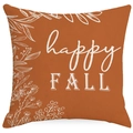Rust orange happy FALL pumpkin linen pillowcase with white floral pattern on white background - Rust Red White Text Happy Fall Style (YMD368-2) / 45x45cm