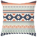 Boho-Kissenbezug aus Pfirsichhaut mit marineblauen und orangefarbenen Geo-Mustern - Dunkelblau Orange Geometrisch (DRS17-11) / 45x45cm Polyester Nur Bezug