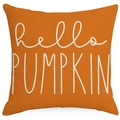 Hello Pumpkin decorative linen pillow cover in vibrant orange for Thanksgiving autumn decor - Orange Pumpkin Slogan Style (YMD369-4)