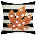 Linen Thanksgiving pillow case with black stripes and orange maple leaf design - Black and White Striped Maple Leaf Style (YMD368-4) / 45x45cm