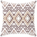 Böhmischer Kissenbezug mit braunen geometrischen Mustern auf weißem Pfirsichhautgewebe - Weiß Kaffee Stamm Geometrisch (DRS17-18) / 45x45cm Polyester Nur Bezug
