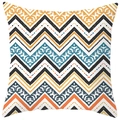 Boho-Kissenbezug aus Pfirsichhaut mit gelb-blauen geometrischen Chevron-Mustern - Boho Fischgrätenstil (DRS17-19) / 45x45cm Polyester Nur Bezug
