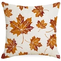 Linen autumn throw pillow cover featuring orange and brown maple leaves for fall home decor - 45x45cm / Autumn Orange Brown Maple Leaf Style (YMD374-3)