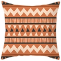 Boho-Kissenbezug mit geometrischem Muster in Terrakotta-Orange und Ethno-Stil - Erdorange Sägezahn Stil (DRS17-23) / 45x45cm Polyester Nur Bezug